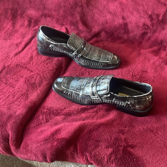 10 1/2 Leather crocodile style black& white ! - Picture 3 of 6